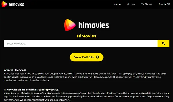 HiMovies Homepage