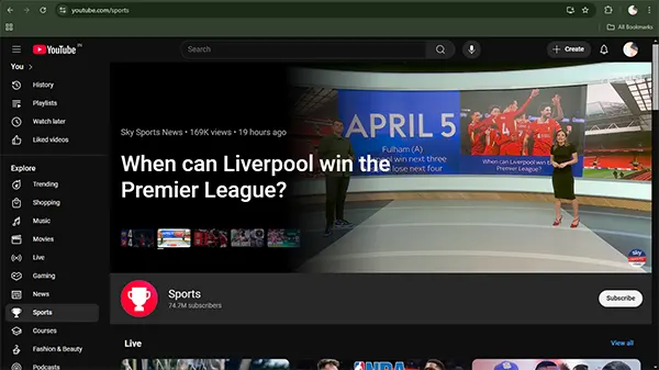 YouTube sports